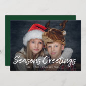 台本付きクリスマス |緑（写真付き） シーズンカード (正面/裏面)