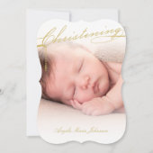 台本付き《キリスト教》洗礼式や命名式金ゴールドクロスフォト宗教的 招待状 (正面)