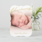 台本付き《キリスト教》洗礼式や命名式金ゴールドクロスフォト宗教的 招待状 (スタンド正面)