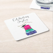 台本名門私立校風の高校卒業スーツケース2023 スクエアペーパーコースター (アングル)