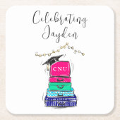 台本名門私立校風の高校卒業スーツケース2023 スクエアペーパーコースター (正面)