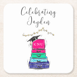 台本名門私立校風の高校卒業スーツケース2023 スクエアペーパーコースター