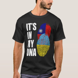 台湾とウクライナの混合伝統DNA国旗 Tシャツ