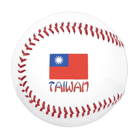 台湾と台湾国旗にあなたの名前 野球ボール (正面左)
