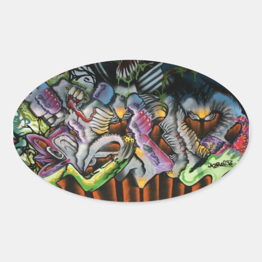 台湾のグラフィティ、台北、台湾 楕円形シール (正面)