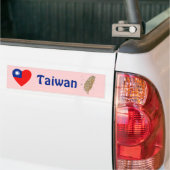台湾のハート形の旗+地図ステッカー バンパーステッカー (トラック上)