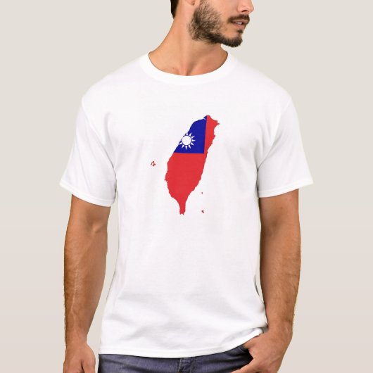 台湾の中国の国旗の地図の形のシルエット Tシャツ (正面)