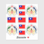 台湾の国旗と武器のコート シール (シート)