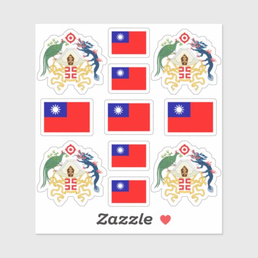 台湾の国旗と武器のコート シール (シート)