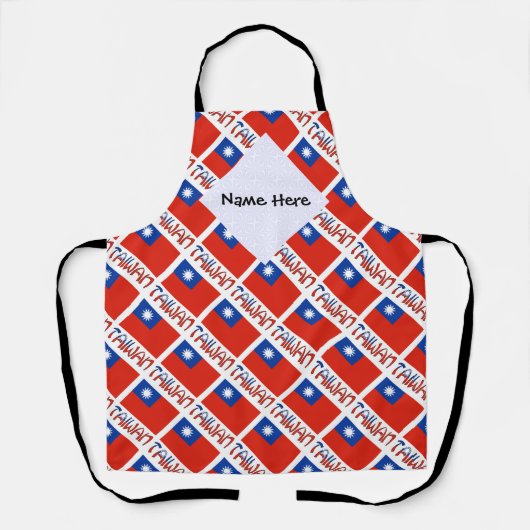台湾の旗 タイルのデザイン オーダーメイド エプロン (正面)