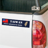 台湾の旗+地図ステッカー バンパーステッカー (トラック上)