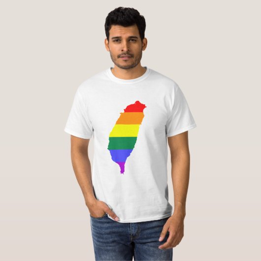 台湾のLGBTの虹のゲイプライドの旗 Tシャツ (正面フル)