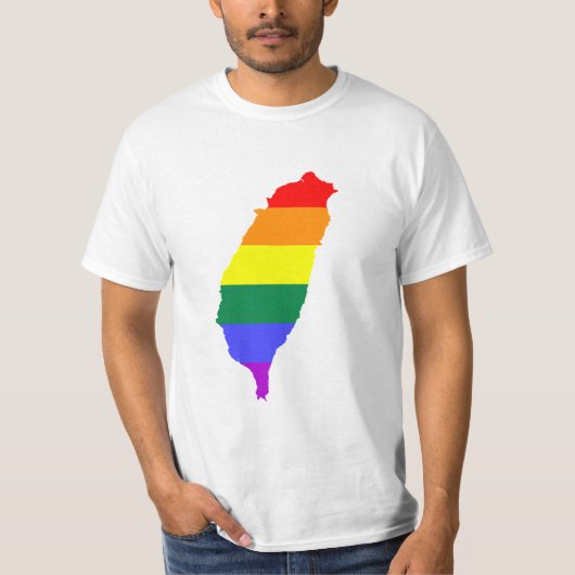 台湾のLGBTの虹のゲイプライドの旗 Tシャツ (正面)