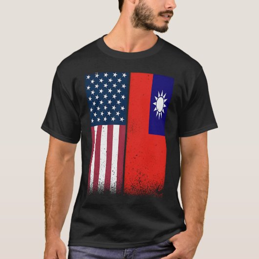 台湾アメリカ国旗誇りを持ったUSA Taiwan Tシャツ (正面)