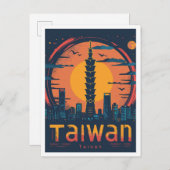 台湾アートヴィンテージトラベルイラストレーション ポストカード (正面/裏面)