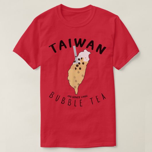 台湾バブルティーおもしろいバブルティー台湾の地図BOBA Tシャツ (デザイン正面)