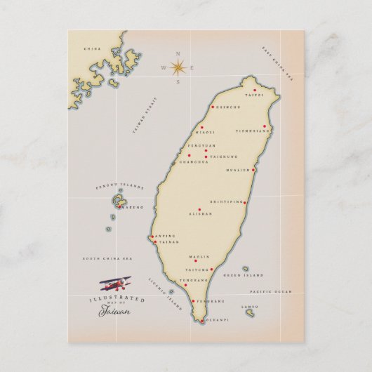 台湾ビンテージ地図 ポストカード (正面)
