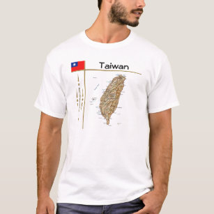 台湾マップ+フラグ+タイトルTシャツ Tシャツ