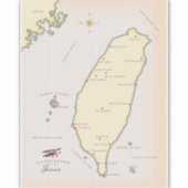 台湾ヴィンテージの地図 シール (正面)