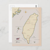 台湾ヴィンテージの地図 ポストカード (正面/裏面)
