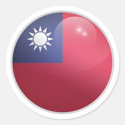 台湾光沢円国旗 ラウンドシール (正面)