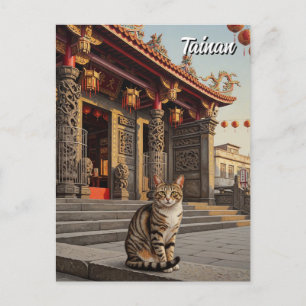 台湾台南寺旅行で猫 ポストカード