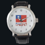 台湾国旗と台湾 腕時計<br><div class="desc">旗の色の下に台湾という言葉を持つ台湾国旗素晴らし。旅行者のために、あなたの伝統を共有するために、または祖先を称えるために。台湾は中国共和国とも呼ばれる。</div>