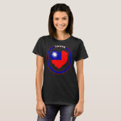 台湾国旗のハートのサポ中国のート Tシャツ (正面フル)