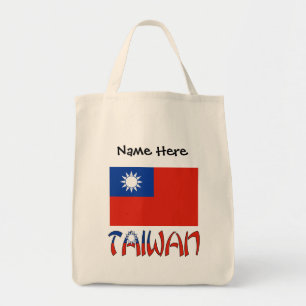 台湾国旗のブラックパーソナライゼーション トートバッグ