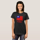台湾国旗のヴィンテージ女性 Tシャツ (正面フル)