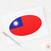 台湾国旗の楕円ステッカー 楕円形シール (封筒)