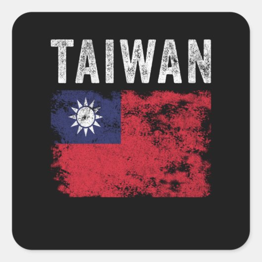 台湾国旗動揺して – 台湾国旗 スクエアシール (正面)