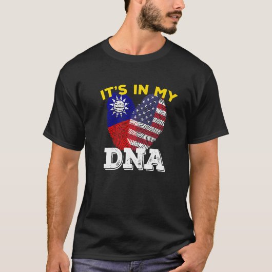 台湾国旗誇りを持ったアメリカDna Mi Tシャツ (正面)
