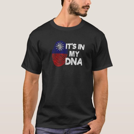 台湾国旗誇りを持ったアメリカDna Mi Tシャツ (正面)