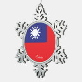 台湾国旗 スノーフレークピューターオーナメント (右)