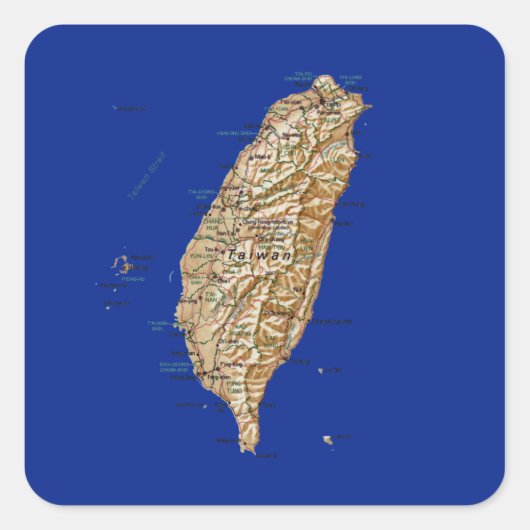 台湾地図ステッカー スクエアシール (正面)