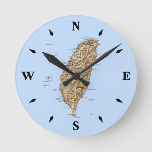 台湾地図時計 ラウンド壁時計