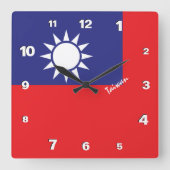 台湾時計、愛国的な故郷、台湾国旗 スクエア壁時計 (正面)