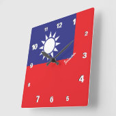台湾時計、愛国的な故郷、台湾国旗 スクエア壁時計 (傾斜)