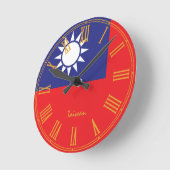 台湾時計 現代の家のデザイン 台湾国旗 ラウンド壁時計 (傾斜)