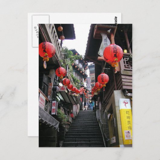 台湾江風園ハガキ朱地通り ポストカード (正面/裏面)