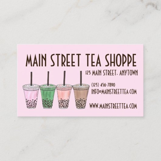台湾産バブル茶店茶店カフェカップ 名刺 (裏面)