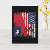 台湾米国国旗 – ハーフアメリカン カード (黄色い花)