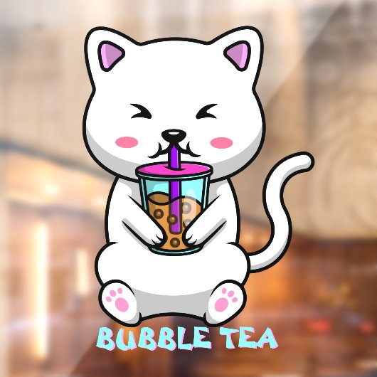 台湾風ミルクティーかわいい猫アニメーションお店 ウィンドウサイン (シート2)