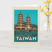 台湾 | ドラゴンアンドタイガーパゴダ カード (黄色い花)