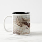 台風のミシシッピーの蒸気のフリゲート艦 ツートーンマグカップ (左)