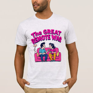 史上最大のリモコン戦争 楽しいカップルのソファ テレビリモコン Tシャツ