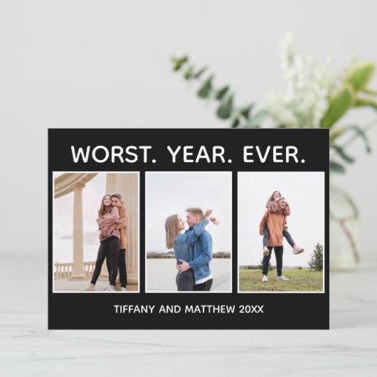 史上最悪のおもしろいクリスマス写真ダークユーモア シーズンカード (スタンド正面)