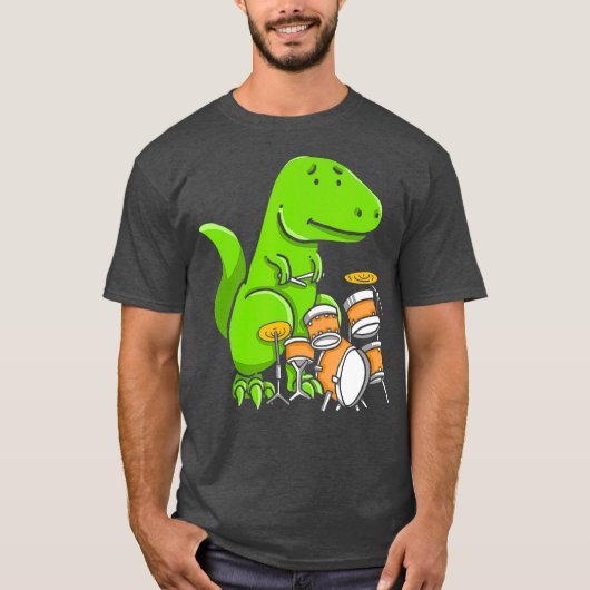 史上最悪のドラマーおもしろいトエックス恐竜ドラム Tシャツ (正面)