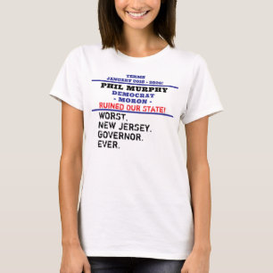 史上最悪のニュージャージー州知事 マーフィー 名前部分編集可能 Tシャツ
